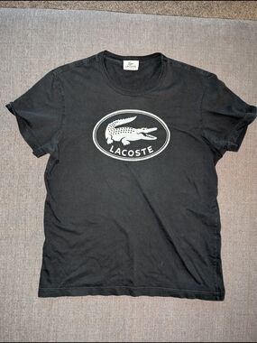 Lacoste Black Graphic Croc Logo Tee